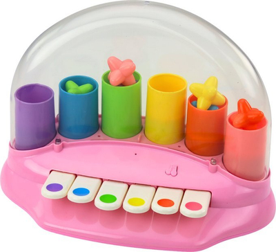 Pianino lodër interaktive me yje që dalin lart, muzikore dhe me drita, rozë