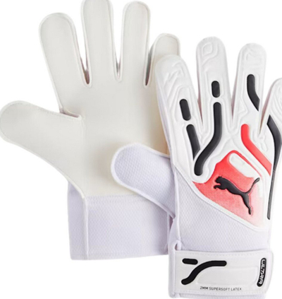 Doreza portjeri Puma Ultra Play RC 41862 01, latex 2mm, mbyllje me Velcro, e bardhë