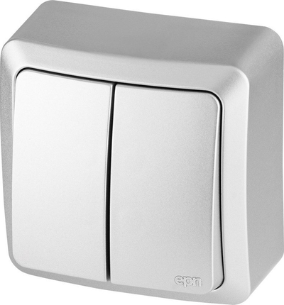 Çelës elektrik sipërfaqësor Elektro-Plast BERG 3711-06, dy drejtimesh 10AX, IP20, argjend