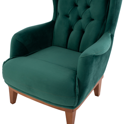 Fotelje bergere Bennington, kadife, 75x100x100 cm, jeshile Cypress