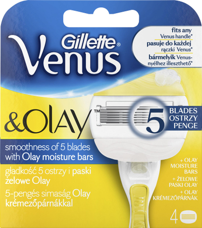 Kartrixhe brisk rroje për goca Gillette Venus Olay, 5 tehe, 4 copë, të bardha