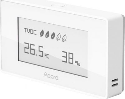Сензор за воздух Aqara TVOC Air Quality Monitor AAQS-S01, мерење TVOC температура влажност, бел