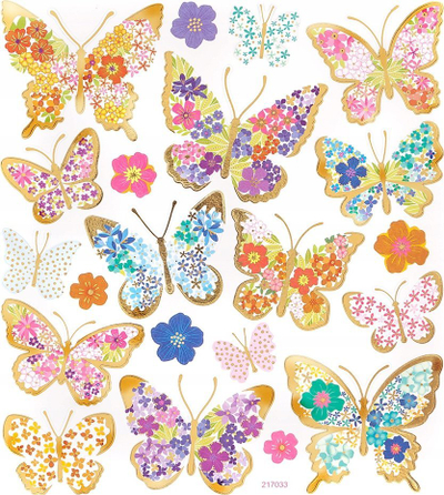 Ngjitësa dekorative Dalprint Butterflies, me shkëlqim, fletë 10 x 24 cm, shumëngjyrëshe
