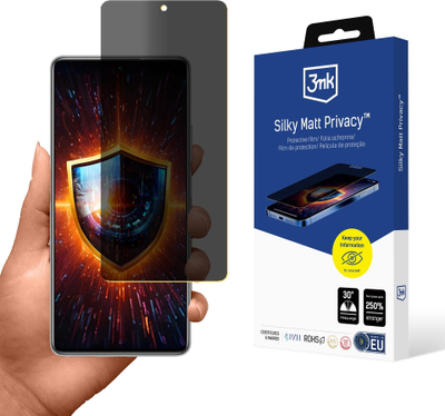 Foli mbrojtëse ekrani 3mk Silky Matt Privacy për Xiaomi 11T, që s’të lë me t’u parë nga të tjerët dhe rezistente ndaj gërvishtjeve