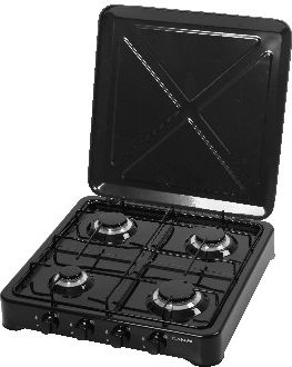 Преместлив шпорет Ravanson K-04TB, 4 гасни горилници, со капак, црн