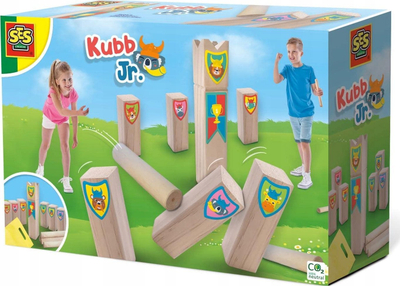 Loja me koka druri BS Kubb Jr, set për fëmijë, me çantë transporti, shumëngjyrëshe