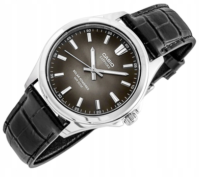 Рачен часовник Casio Standard MTS-RS100L-1AV, соларен, кожен ремен, црн бројчаник