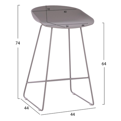 Stol bari, 44×44×74 cm (HM9299.10), gri