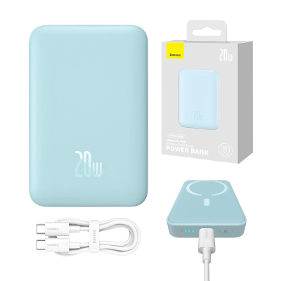 Powerbank Baseus Magnetic Mini 10000mAh, USB-C 20W MagSafe (blu)