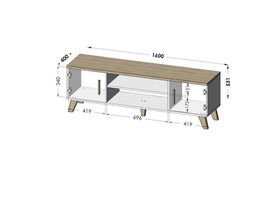 Komoda TV Cama Meble Lotta 160 2D2K, 160cm, bardhë bezhë