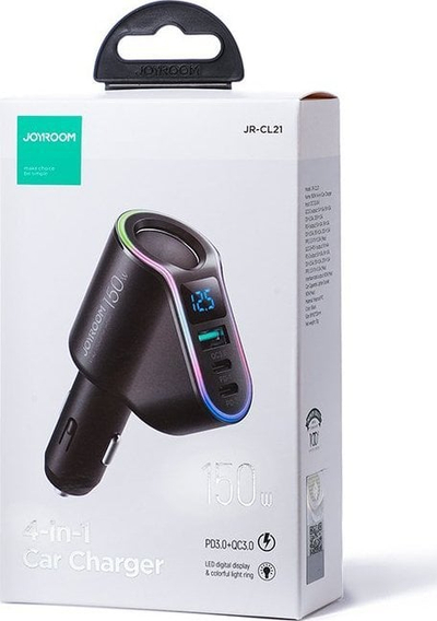 Karikues makine Joyroom JR-CL21, 1x USB A 2x USB C, Bluetooth FM, i zi