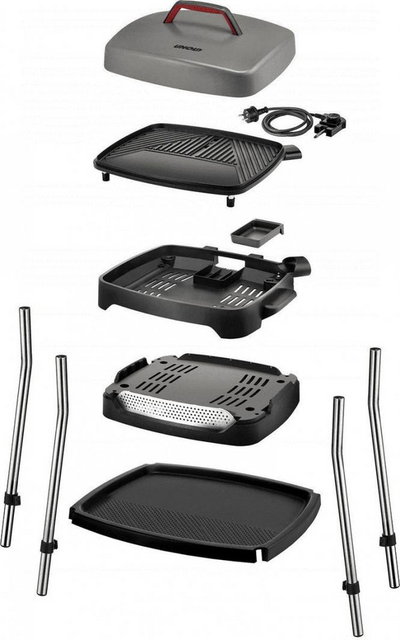 Grill Elektrik Unold 58580, 35x40 cm, i argjendtë 