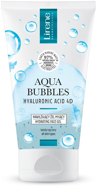 Xhel pastrues fytyre Lirene Aqua Bubbles, hidratues, acid hialuronik 4D, 150ml