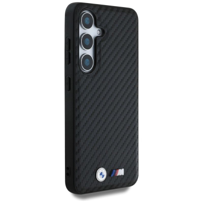 Kllapë telefoni BMW Leather Carbon, MagSafe, për Samsung Galaxy S25, e zezë