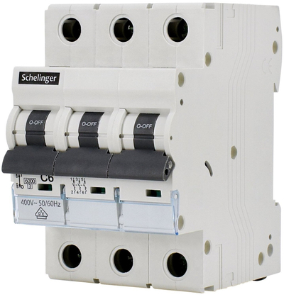 Ndërprerës automatik Schelinger MCB, 3P C16A, 6kA, i bardhë