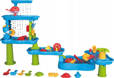 Tavolinë interaktive për ujë dhe rërë LEAN Toys 20678, me kallëpe rëre, me mulli uji, shumëngjyrëshe