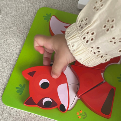 Puzzle druri Woopie 6n1 Mini Animal, 34 copa, Montessori, shumëngjyrësh