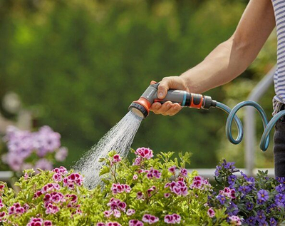 Dush kopshti Gardena, rregullim i ujit, rrymë shower jet, gri portokalli