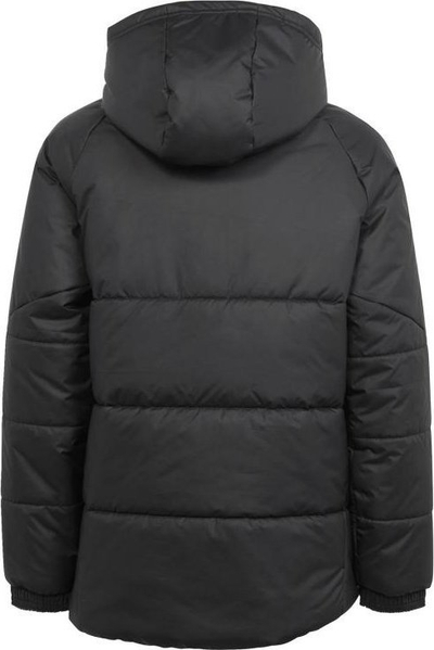 Xhaketë puffer për fëmijë Adidas Condivo 22, kapuç me fleece, xhepa me zinxhir, e zezë