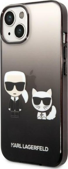 Kapak telefoni Karl Lagerfeld Ikonik Karl &amp; Choupette, për iPhone 14 Plus 6.7\", hardcase, gradient i zi