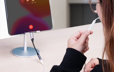 Adapter audio Vention Type C në 3.5mm, me komandë te kablli, gri