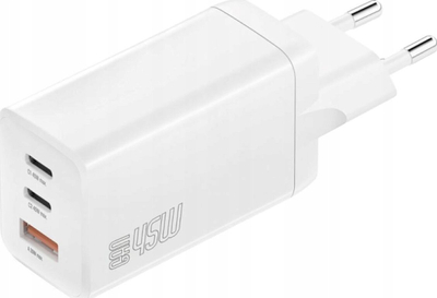 Karikues muri 4smarts PDPlug Trio 45W GaN, 2x USB‑C 1x USB‑A, i bardhë