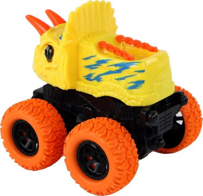 Makinë lodër LEAN Toys Triceratops, friction drive, e verdhë