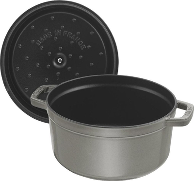 Tenxhere gize Staub Round Cocotte, 26cm, rreth 5L, gri grafit