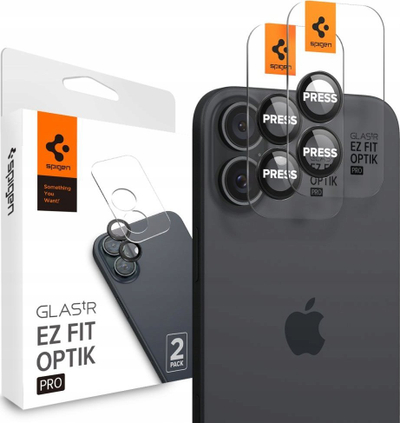 Mbrojtës kamere Spigen Glass tR EZ Fit Optik Pro, 2 copë, për iPhone 16 16 Plus, i zi