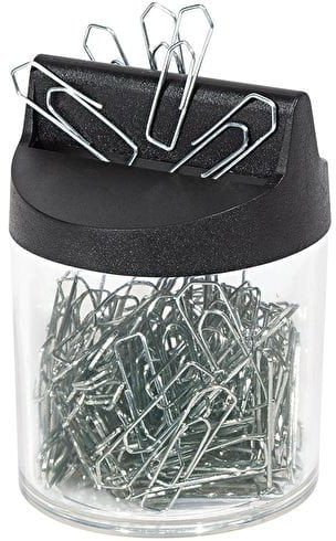 Dispenzer për kapse letre Wedo 2705154, me magnet, 125 kapse, argjendtë transparent
