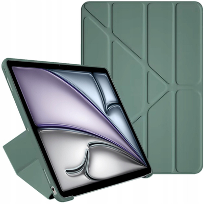 Kapak trifold STRADO për iPad Pro 11 Gen 5 2024, auto wake sleep, lëkurë eko, jeshile e errët