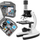 Mikroskop optik RETOO 1200x, 3 objektiva, set aksesorësh, i zi