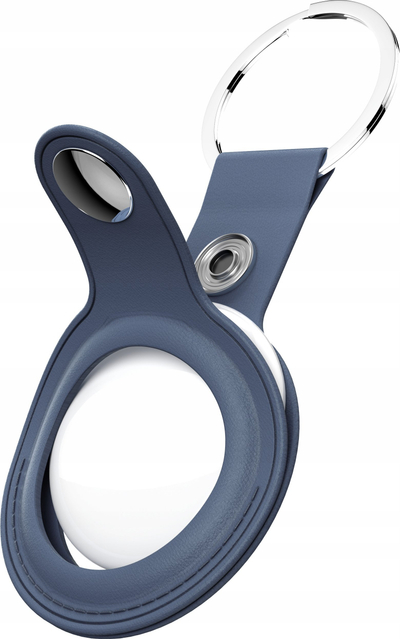 Mbajtëse çelësash KeyBudz Leather Keyring për Apple AirTag, lëkurë natyrale, blu e errët