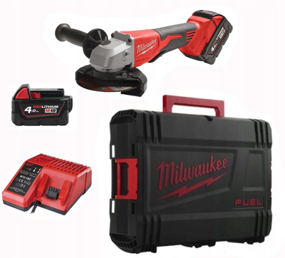 Set mulli këndor Milwaukee M18 BLSAG125X, 18V, 4.0Ah, me valixhe
