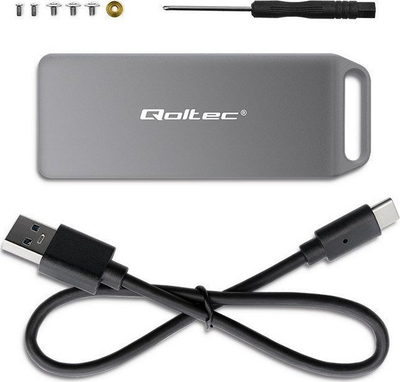 Kuti e jashtme Qoltec Mini për SSD M.2 NVMe, USB 3.1 10Gb/s, alumini, e zezë