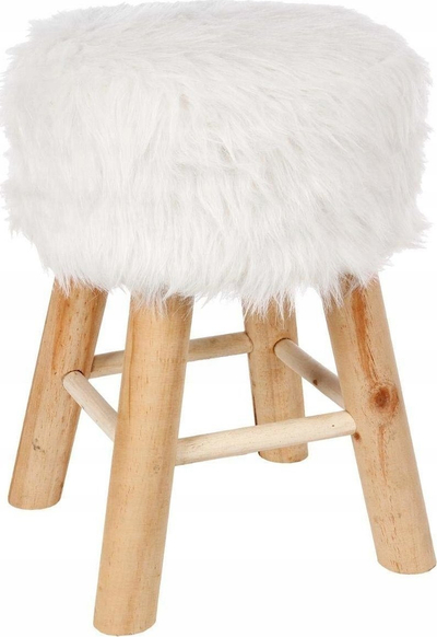 Stol druri Atmosphera Interior Designer, i veshur me pelush, 30 cm, i bardhë