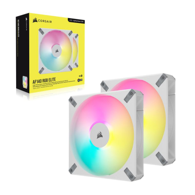 Ventilator PC Corsair AF140 ELITE RGB, 140mm PWM, set me 2 copë, i bardhë