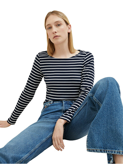 Bluzё Tom Tailor Regular Fit, bardhё/zezё