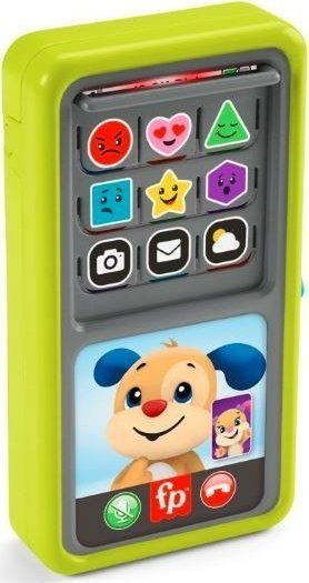 Lodër telefon i zgjuar Fisher Price 2 në 1 Learn and Laugh, interaktive, me drita dhe zëra, shumëngjyrëshe