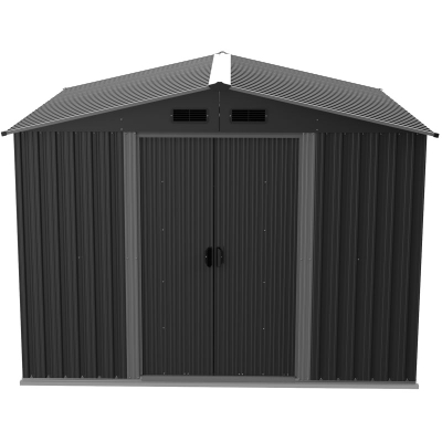 Shpi kopshti metalike Saska Garden 259x257x202 cm, çelik i galvanizum, gri e errët