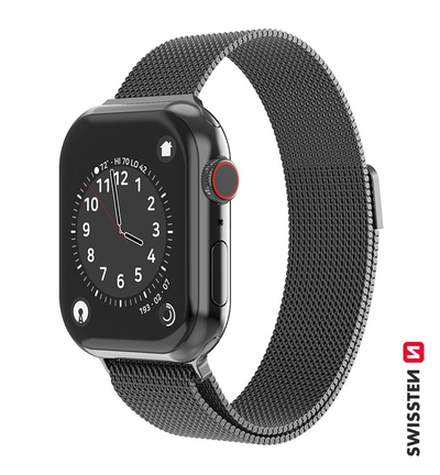 Rrip metalik rrjet Swissten për Apple Watch, 42-44 mm, i zi