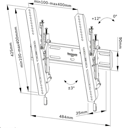 Mbajtëse muri për TV Neomounts WL35S-850BL14, 32"-65", e zezë