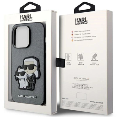 Mbulesë telefoni Karl Lagerfeld Original, për iPhone 14 Pro 6.1", hardcase TPU, argjendi