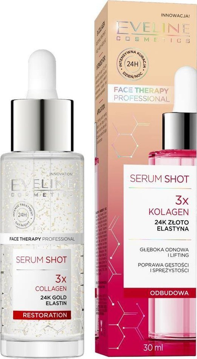 Serum për fytyrë Eveline Cosmetics Shot Serum 3X Collagen, rigjenerues, 30ml