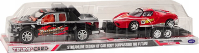 Set lodër makinë pickup me rimorkjo dhe makinë sportive, off road, plastikë, shumëngjyrësh