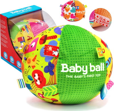 Top lodër ndijimore Woopie Baby Ball, 19 cm, me zile, shumëngjyrësh