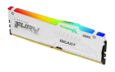 RAM меморија Kingston Fury Beast RGB DDR5, 128GB, 5200MHz, бела