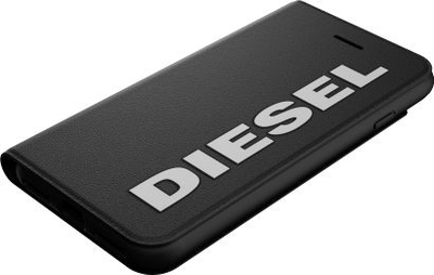 Këllëf-portofol Diesel Core për iPhone X/Xs, lëkurë PU, me karikim me valë Qi, i zi
