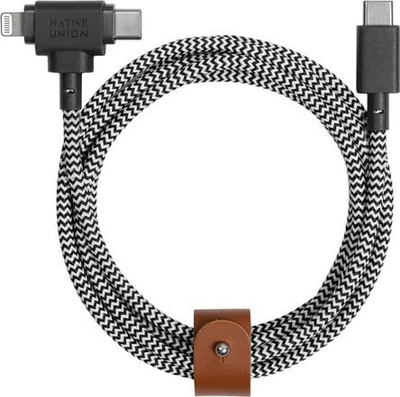 Kabllo karikuese Native Union Belt Cable Duo, USB C në Lightning, 1.5m, Zebra
