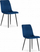 Сет кадифени столчиња без марка, 2 парчиња, метални нозе, темно сина боја